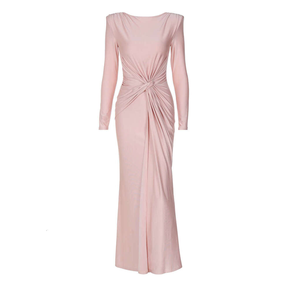 Hot selg women's evening dresses in Europe America, autumn products, fashionable temperament, slim fit round neck long sleeved dresses, wholesale