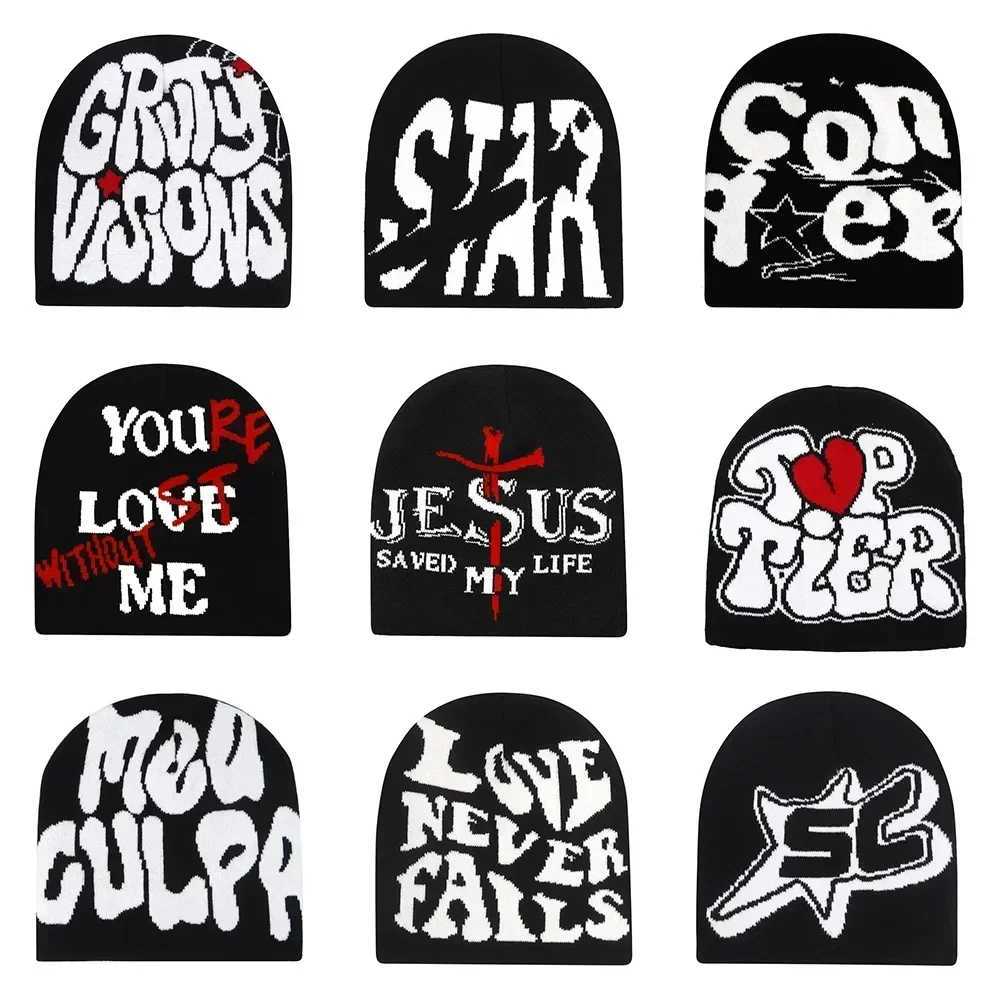 2024 New Y2K Beanies Wen Men Couple Warm Hats Fashion Bonnet Wool Sklies Hoods Lady Knitted Hats Accessories Hiphop Hat X250212