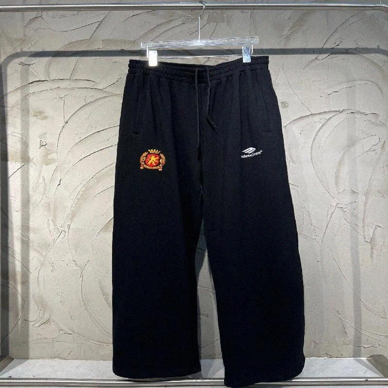 Fashion Men's Plus Size Pants Trendy Round Neck Embroidery Print Polar Style Summer Street Cotton Texture