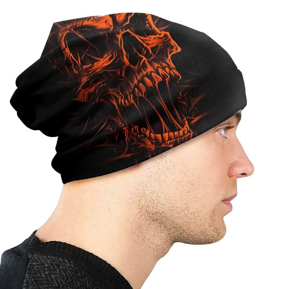 Skull Bone Fashion Hat Red Skull Thin Hat Hat Hat Fashionable Skull Bean Hat Wen Mens Ear Cuffs X250212