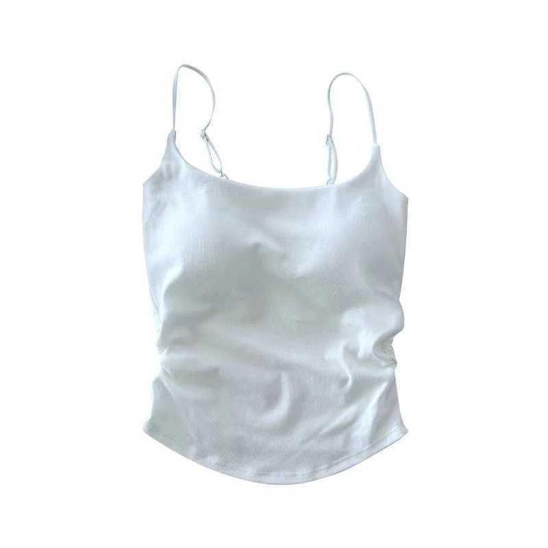 Summer Dopamine Color Sexy Camisole For Women With Pleated Waist And All-in-one Beautiful Back With Breast Pads For WomenXJ250212