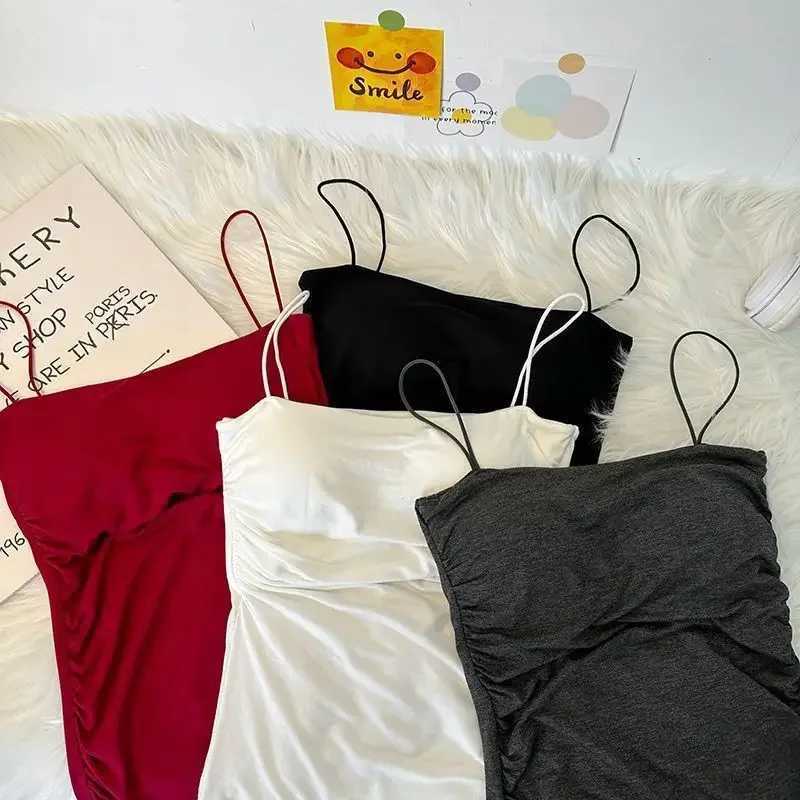 Sexy Sveless Tank Tops Women Casual Vest Crop Camisole Seamless Sports Underwear with Chest Pads Summer Fe Bra LingerieXJ250212