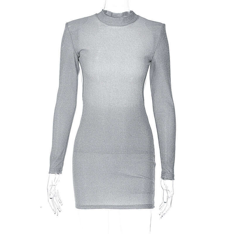 European American women's autumn fashionable sexy backless round neck long sleeved hip hing dress wholesale 2025 new style temperament chic and e