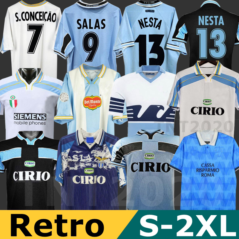 1996 1997 1998 1999 2000 Lazio Retro Soccer Jersey SALAS 9 NESTA 13 Home Away Third Football shirts