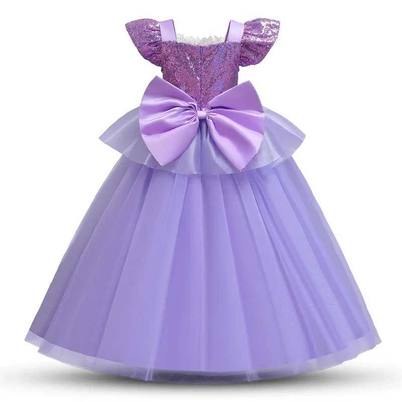 Rapunzel Princess Dress Girl Purple Long Sleeve Cosplay d Costume 2024 Halloween Vestido Kids Birthday Ball Gown ClothesXJ250117