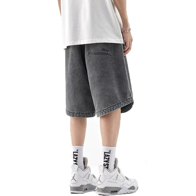 Flared Denim Shorts Mens and Womens Fashion High Street Plus Size Loose Casual Plankton Handsome Five Cent 250211
