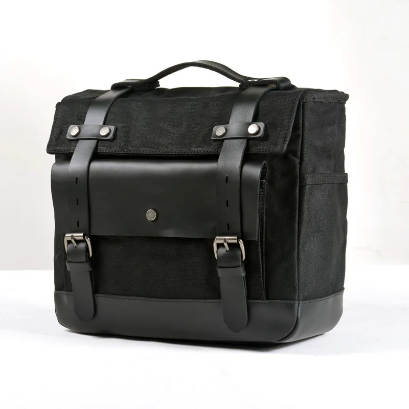 Motorcycle side bag universal waterproof wax canvas locomotive bag travel camel bag 250207