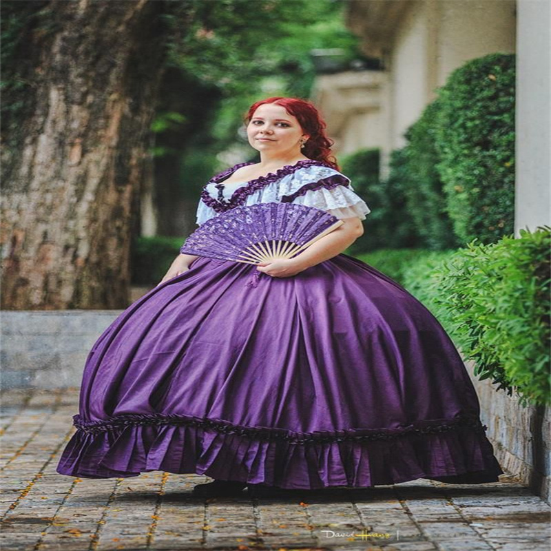 Mystical Victorian Purple Prom Dress 1860s French Duchess Evening Dress Puffy Civil War Southern Belle Birthday Party Dress Special Occasion Vestio De