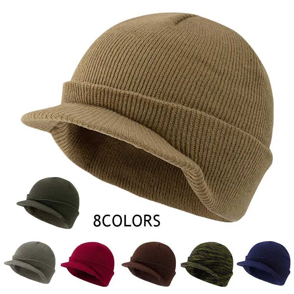 Unisex Warm Winter Hats Stylish Add Fur Li Soft Beanie Cap With Brim Thick Winter Knitted Hats For Men Women Dropsing X250212