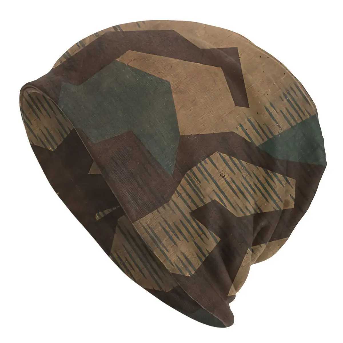 Splintertarn German Ww2 Camouflage Unisex Bonnet Thin Outdoor Sklies Beanies For Men Wen X250212
