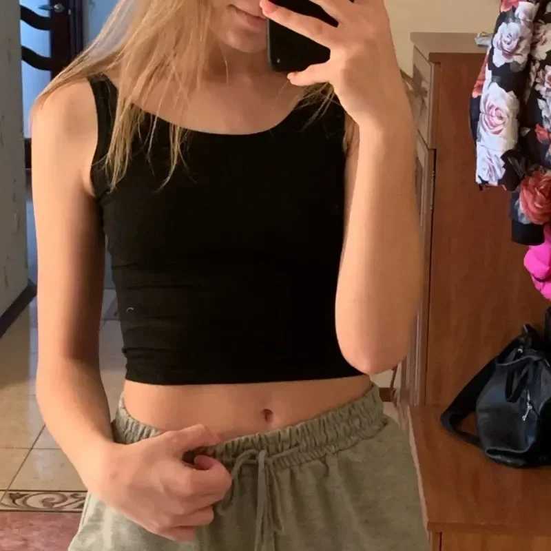 2024 Fashion Women Solid Color Suspender Camisole Tank Top for Womens Short Yoga Sports Crop Top Sveless Sexy Slim Fit TopsXJ250212