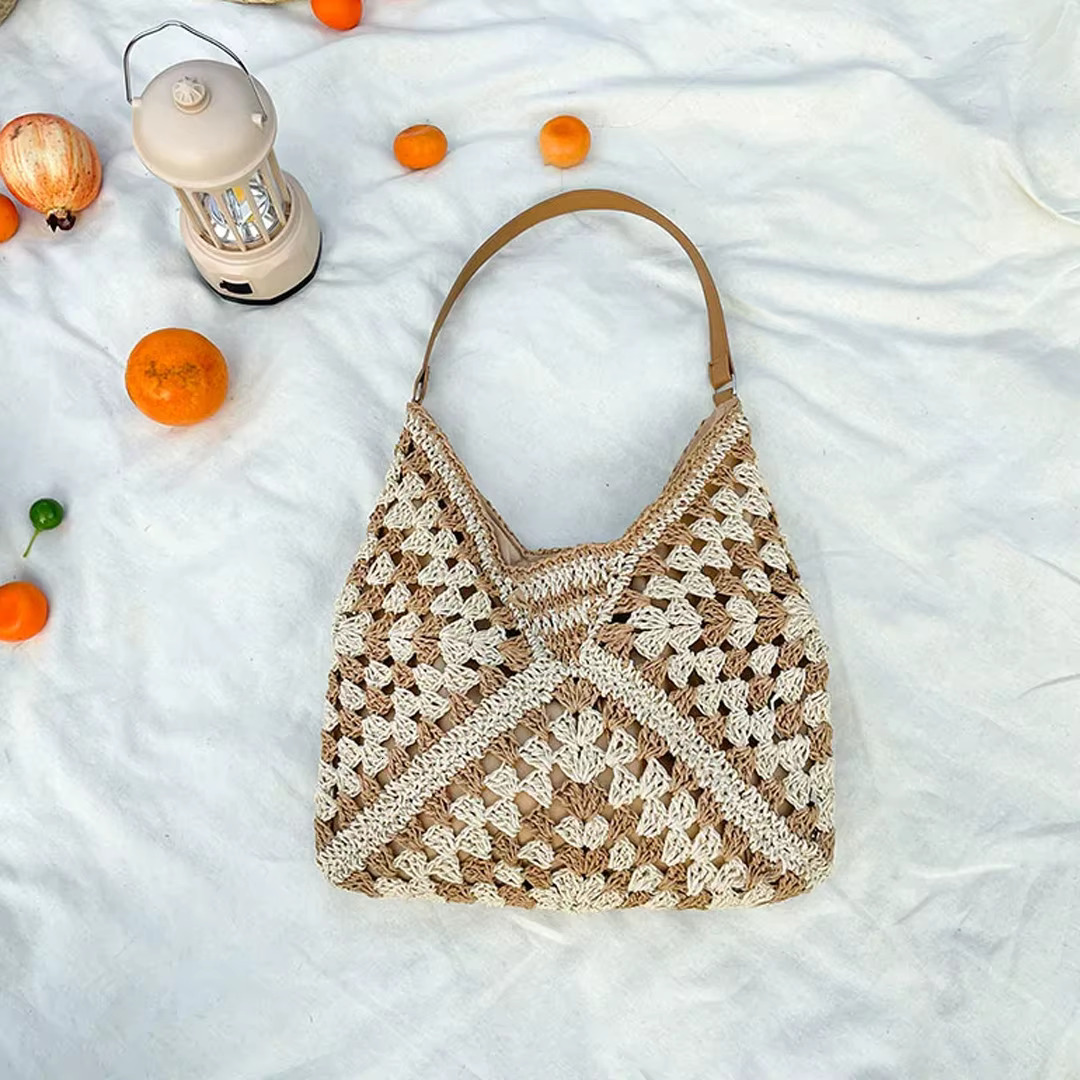2025 Fashion Woven Bag Large Capacity Shoulder Bags For Woman Casual Tote Bag Popular Straw Weave Handbag