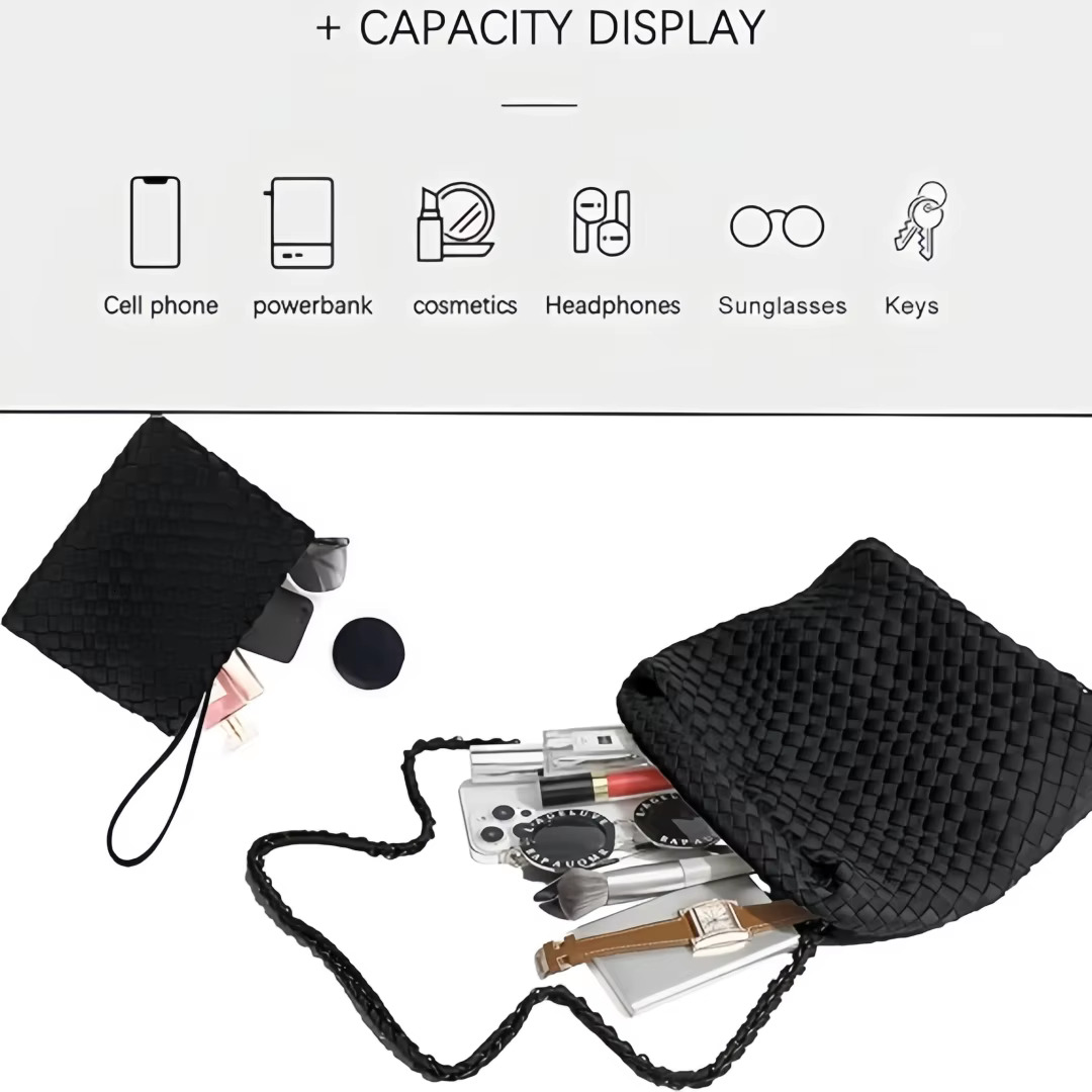 Neoprene Weave for Women Ladies Crossbody Handbag Trendy Shoulder and Bucket Bag, Top-handle Tote Hobo Satchel with Purse