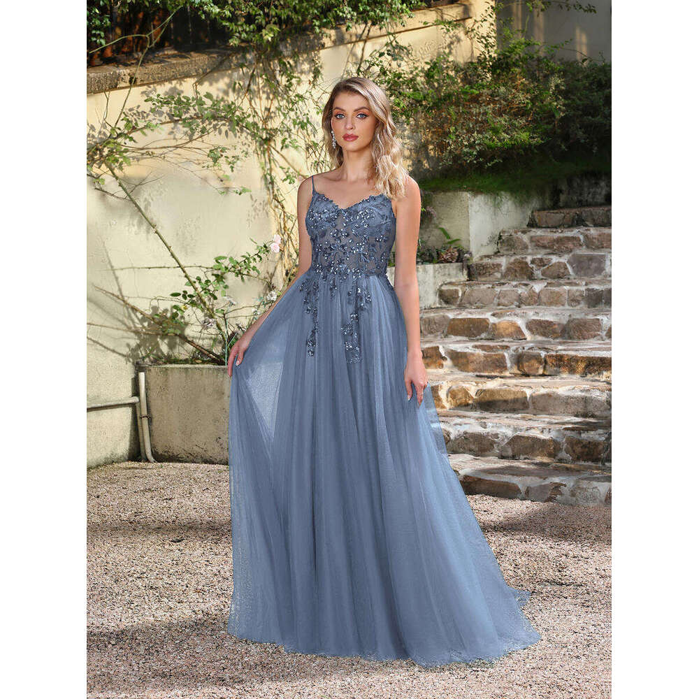 Soft Tulle Appliques Evening Dresses Dark Green Beaded Sequin Crystal Spaghetti Straps Formal Party Prom Gowns Vestido