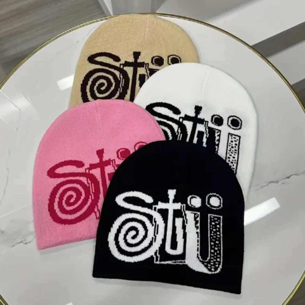 STU Letter Jacquard y2k hipp Knitted Hat Fashionable And Cool Beanie Hat Suitable For Daily Use Ideal for Gifts X250212
