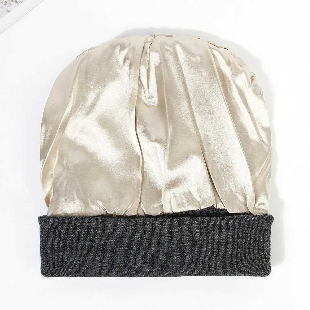 Cashmere Knitted Beanie Hat Winter Silk Satin Li Beanie Hats Men Unisex High Quality Thick Chunky Cap Solid Warm Soft X250212