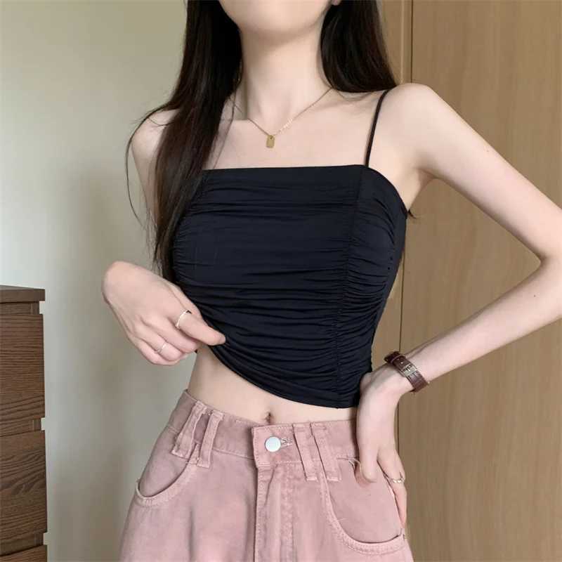 Top Women Sexy Shirts Sveless Tube Tops Girls Tops With Suspenders Lady White Camisole Padded Bras Woman Clothing Corset TopXJ250212