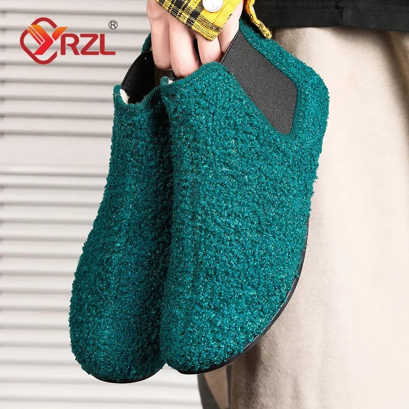 YRZL Winter Warm Cotton Shoes Men Indoor Home Slipper Thin Bottom Plush Cotton Man Casual Shoes Soft Sole Anti-slip Slippers Man 250207