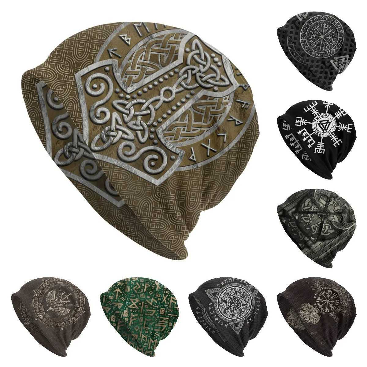 Vikings Ragnar Lothbrok Sklies Beanies Caps Mills The Hammer Knit Hat Winter Warm Bonnet Hats Men Wens Street Ski Cap X250212