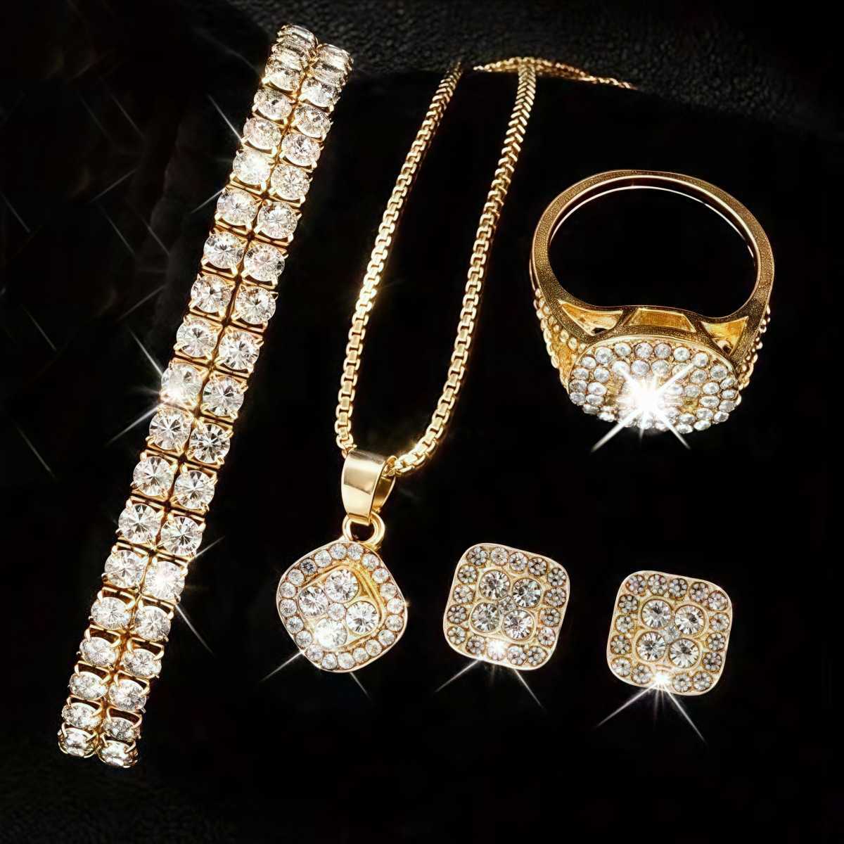 Ladies Treasure Bowl Diamond Set Watch Set 5pcs Bracelet Accessories Fashion Quartz Womens Watch Set W250212