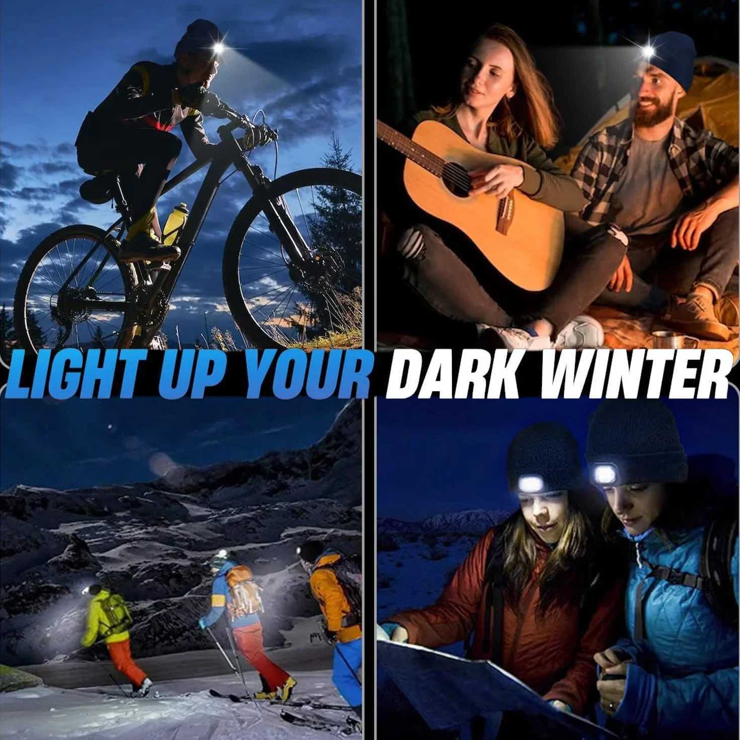 2 Pack Unisex Beanie with Light USB Rechargeable LED lamp Beanie Gifts for Dad Father Men Husband Warm Knitted Cap X250212