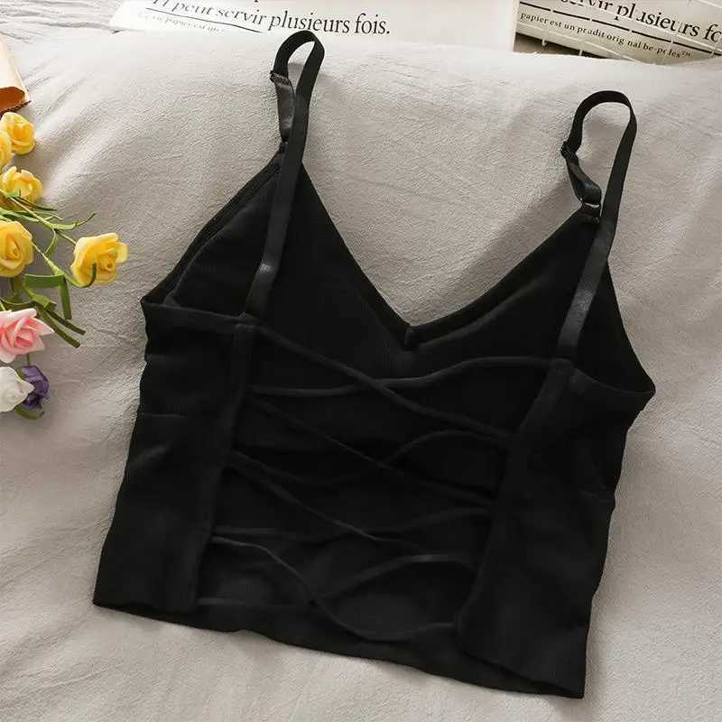 Womens Sports Tops Sexy Tank Top Women Built In Bra Solid Color Camis for Women Crop Top Off Shoulder Sveless CamisoleXJ250212