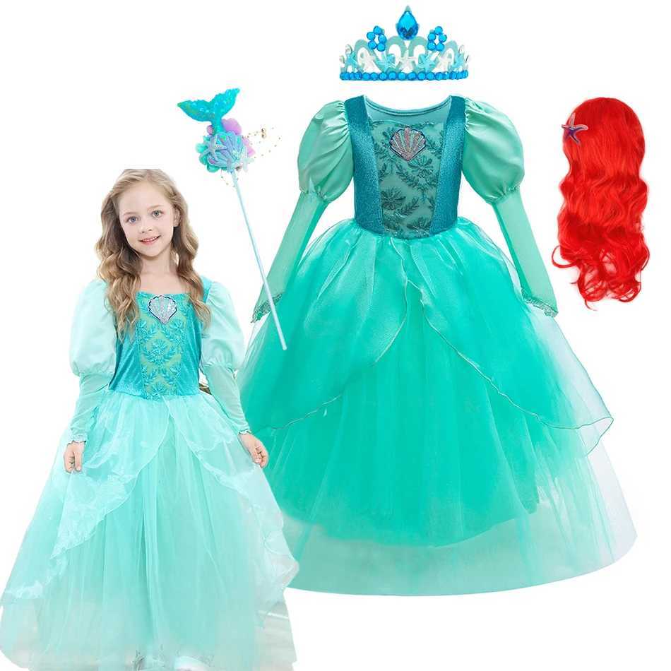 Little Mermaid Green Princess Dress Kids Stage Performance Costume Children Princess Mesh Tutu Ball Gown Christmas GiftXJ250117