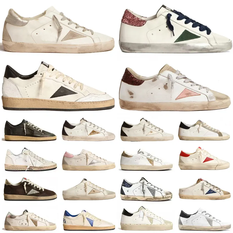 2025 Designer Shoes Leather Sequin Italy Vintage Dirty Old Shoe Black White Silver Beige Ball Star Trainers Loafers