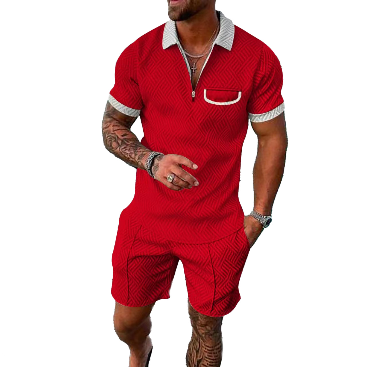 designer Two piece set men clothing summer tracksuit fashion color printing Short sleeved shirt shorts sets polo suits
