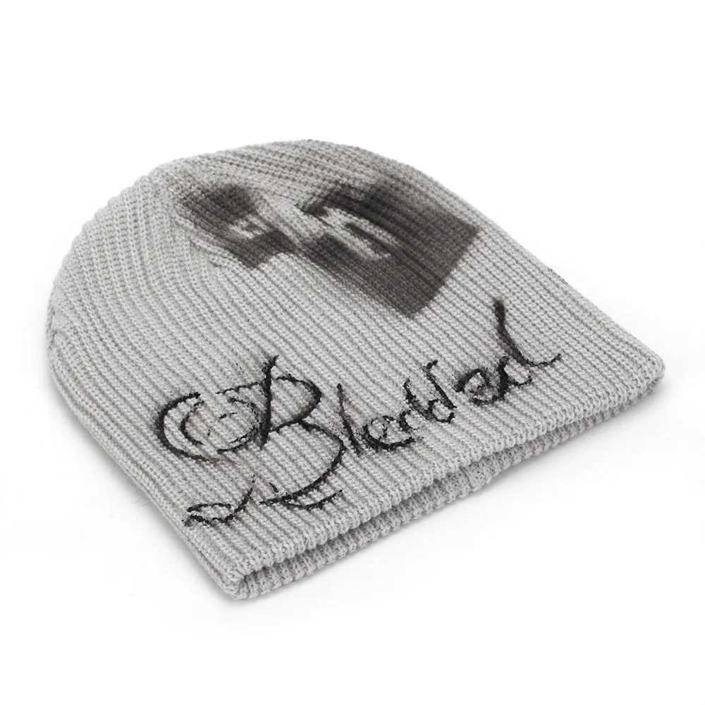YK2 Men Fashion Letter Print Knitted Cap Beanies Gorros Men Wool Cap Leisure Windproof Cold- Hat Skl Gorros Street Soft Cap X250212