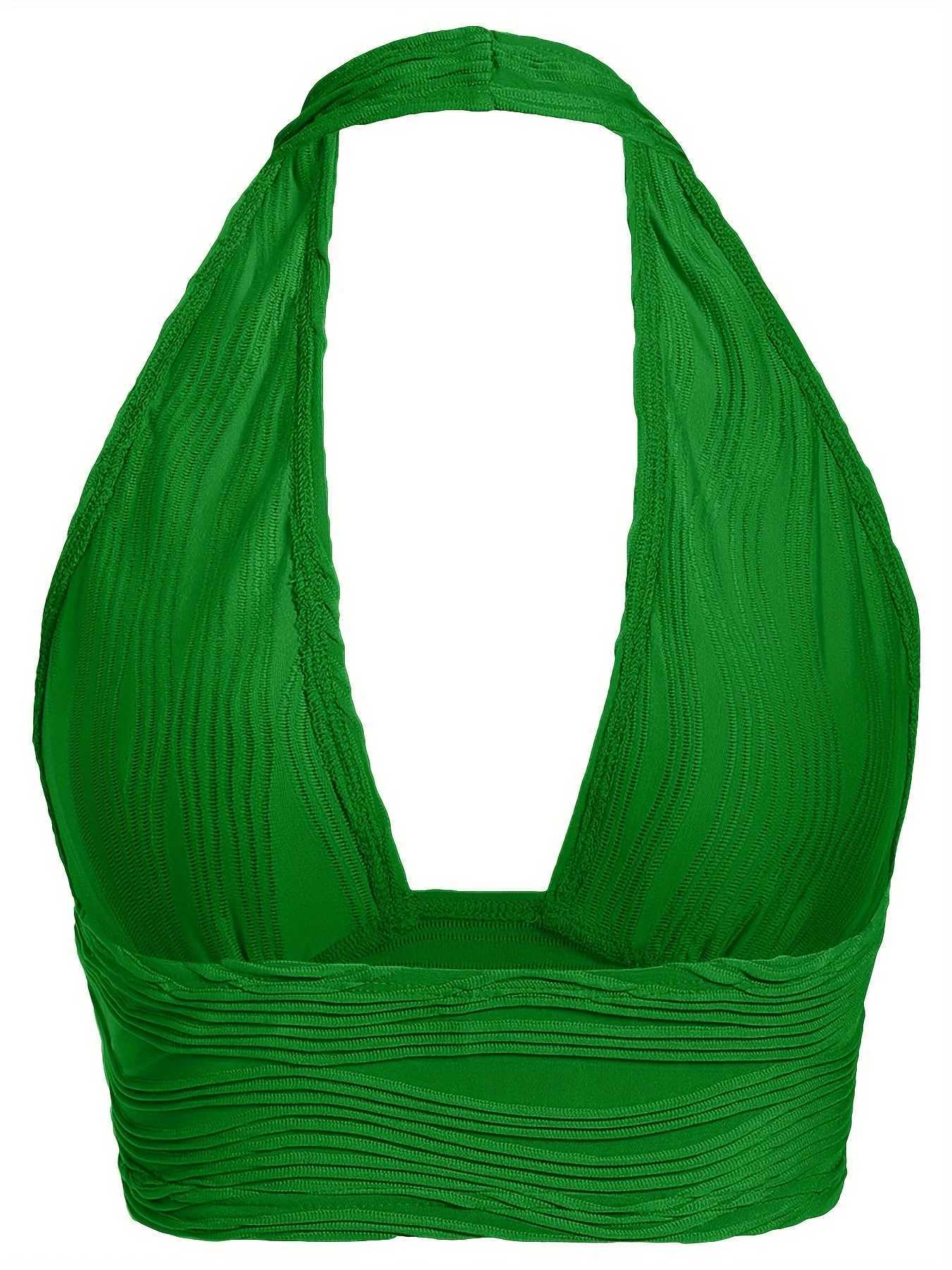 Sexy Crop Tops for Women Deep V Neck Back Cutout Sveless Plunge Racerback Tank Cropped TopXJ250212