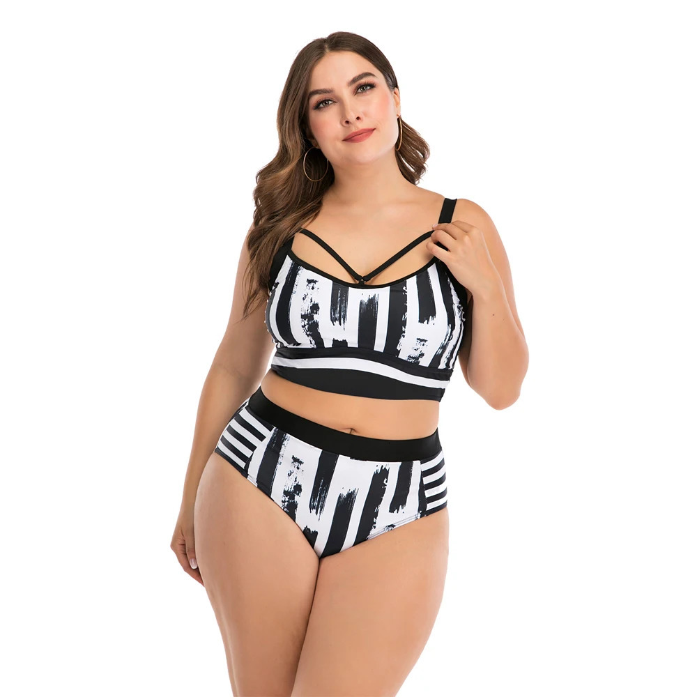 Women High Waist Bikini set Swimsuit Plus size Swimwear Large Big Plussize Swimming Suits Beachwear Wear For Female y250211