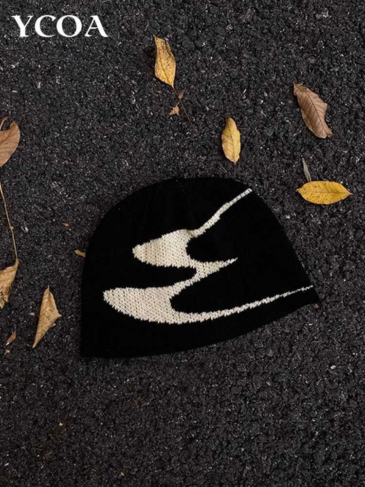 Men Beanies Knit Y2k Hip Hop Graphic Caps Streetwear Winter Gothic Vintage Korean Fashion Plover Accessories Unisex Wen Hats X250212