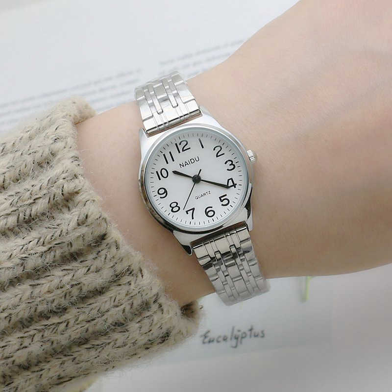 Literary and artistic students steel band quartz watch stainless steel band fashionable girls watch Sen series large digital face womens watch W250212