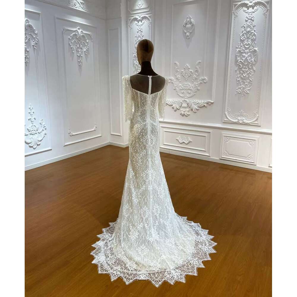 Customized M033 Special Lace Half Sleeve Mermaid Bridal Wedding Dress