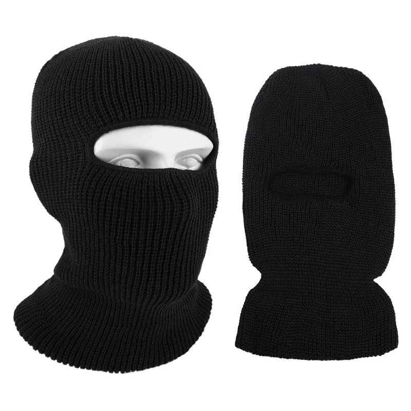 2-in-1 Mask Beanies Hat Mens Winter Balaclava Hat Knitted Hat Fashionable Fl Facial Ski Hat Tactical Bicycle Ear Hood Knitted X250212