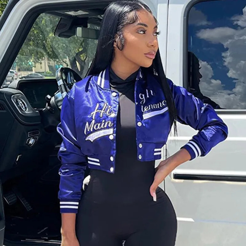 Women Casual O-neck Letter Embroidery Short Baseball Jacket Slim Vintage Cropped Coat Ladies Classic streetwear Clothing 250212