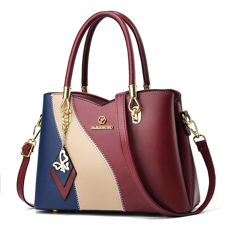 new style New Three Color Combination Handbag Large Capacity Soft Leather Shoulder Fashion Elegant Women's Crossbody Bag