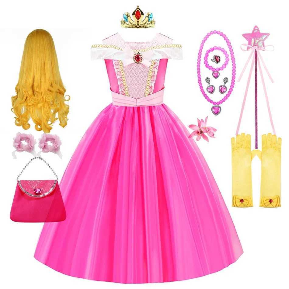 Sleeping Beau Costume for Girls Kids Aurora Cosplay Princess Vestido Children Xmas Halloween Par Disguise Dresses UpXJ250117