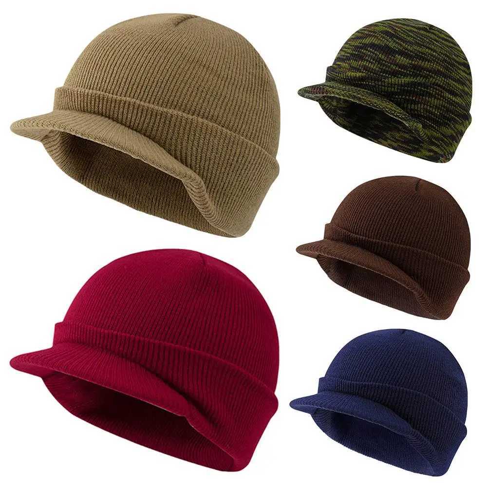 Unisex Warm Winter Hats Stylish Add Fur Li Soft Beanie Cap With Brim Thick Winter Knitted Hats For Men Women Dropsing X250212
