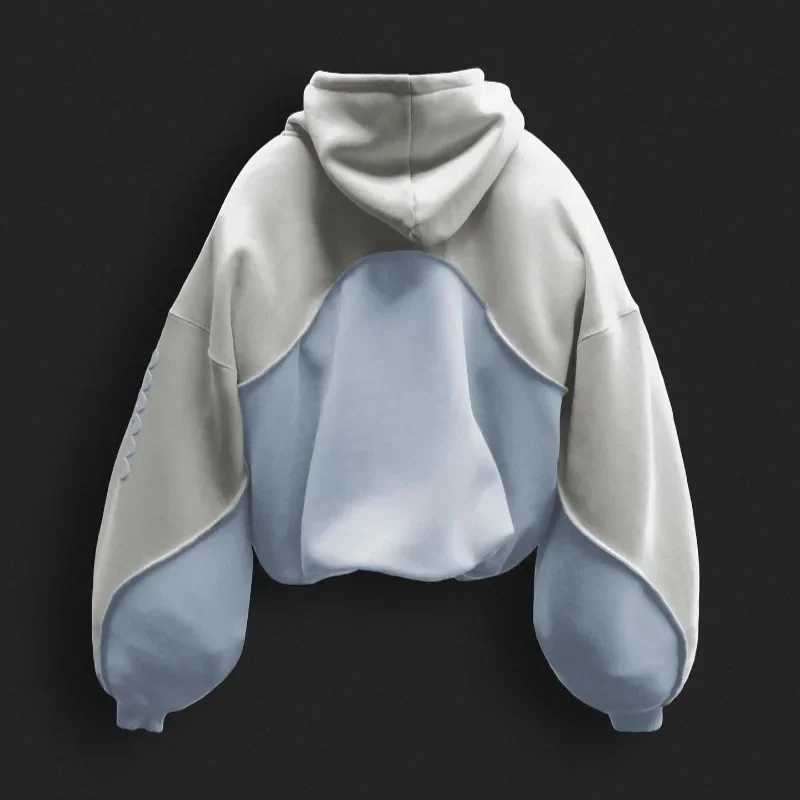 Y2K Hoodie foam printed panel design Pullover high quality oversize sweater retro mens fashion hip-hop top X250212