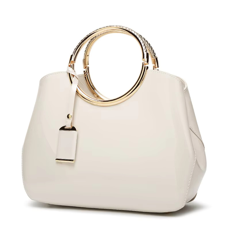 2023 Autumn/Winter New Women's Light Glue Single Shoulder Bright Face Handbag Lacquer Leather Bride Bag