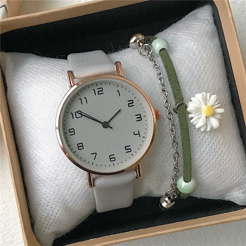 Green Watch Female Student Exam Artistic and Minimalist Temperament Junior High School Student Showcases White Forest Style Versatile Quartz Watch Fem