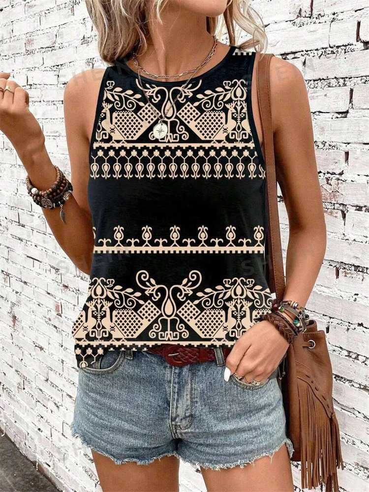 Outdoor Street Fashion Womens Sveless T-shirt Summer Casual Daily Crew Neck Tank Top Leopard Print Womens Ele Tank TopXJ250212