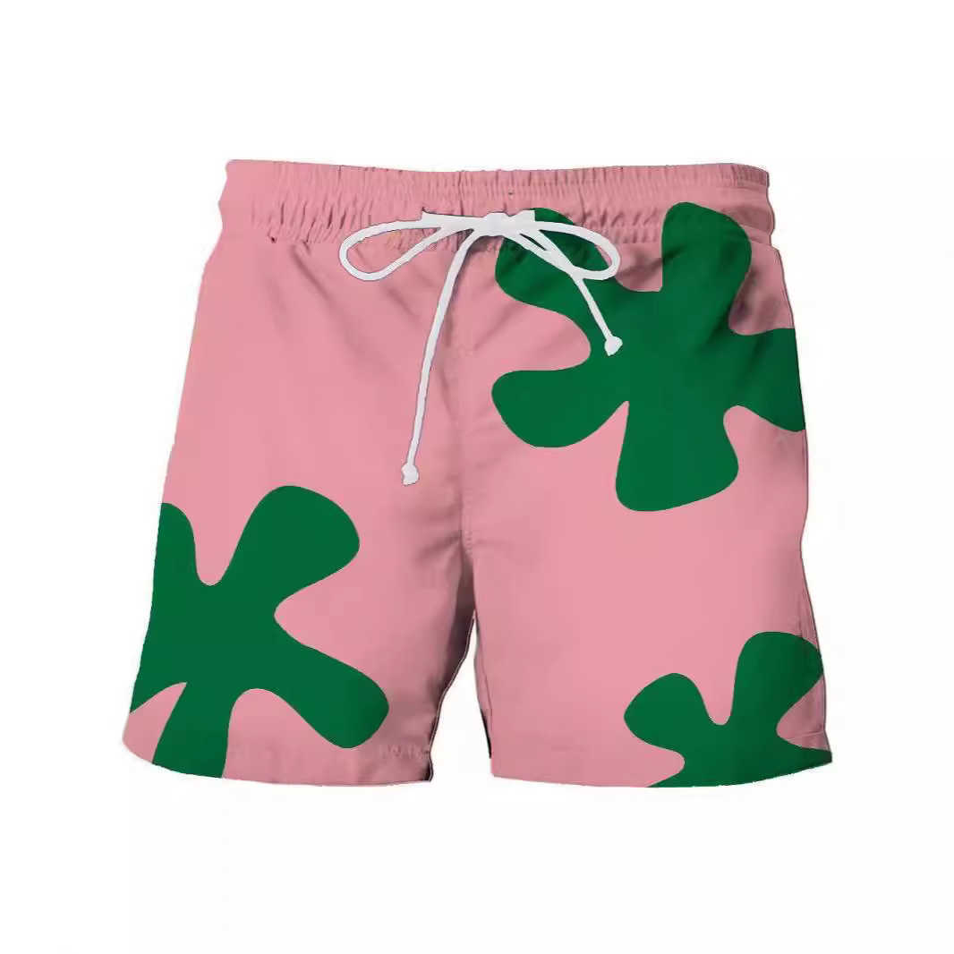 Hot selling quick drying beach shorts cropped shorts swimming trunks 3D printed oversized casual shorts for men W250212