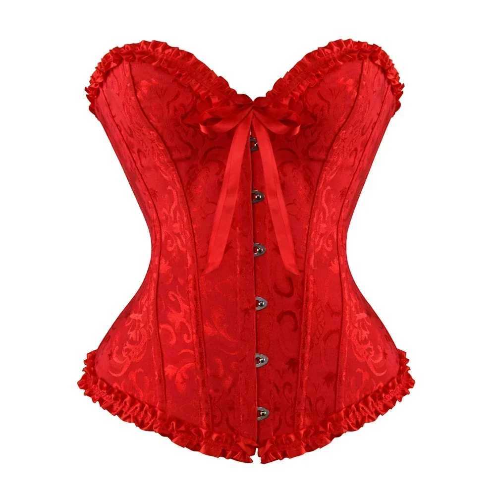 Sexy Bustiers And Corsets Floral Lace Tops Shapewear For Women Vintage Corset Gothic Overbust Satin Jacquard CorsetsXJ250304