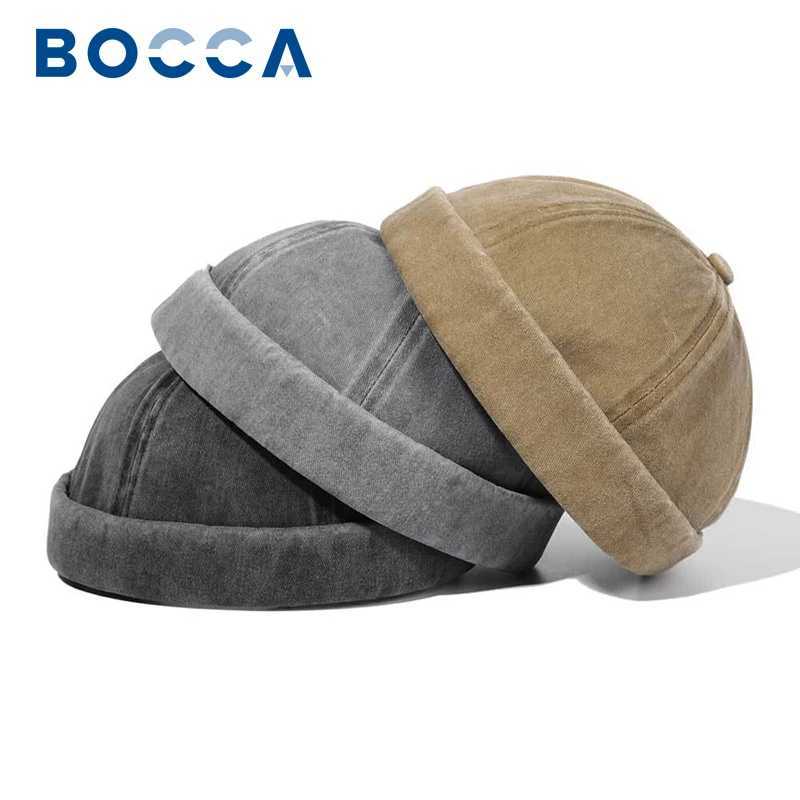 Bocca Washed Docker Beanie Brimless Cap Hat Without Visor Solid Color Retro Vintage Street Style Spring Autumn Outdoor Hats X250212
