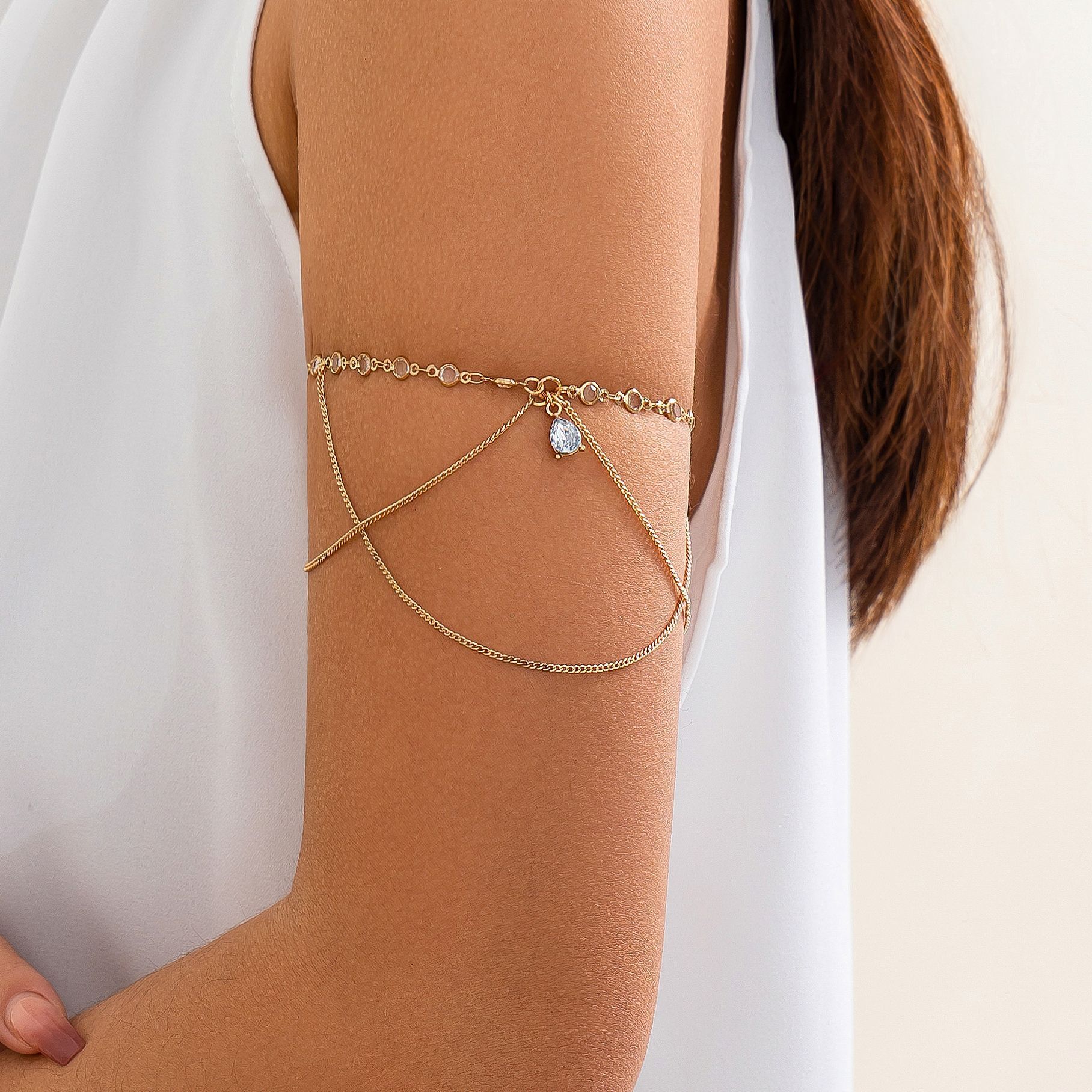 Woman fashion Punk style jewelry designer bracelet ethnic with adjustable opening joint arm chain