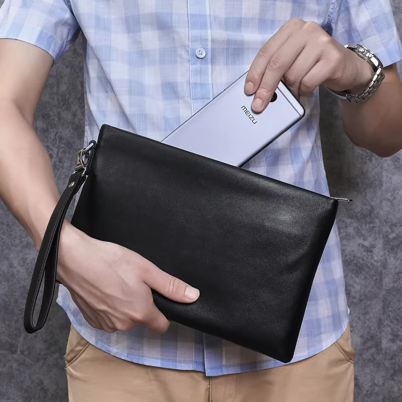 SENOFAN new style Clutches Men Envelope Handbag Genuine Leather Sheepskin Wallet Pouch Clutch Business Phone Bag Male
