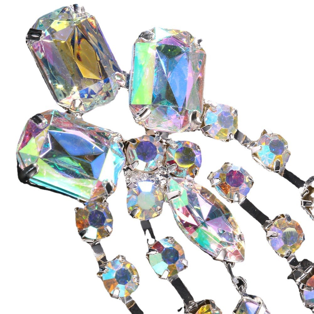 Exaggerated Earring 2PCS/LOT Big long rhinestone pendant earrings Jewelry High-End Stage Accessories For Party
